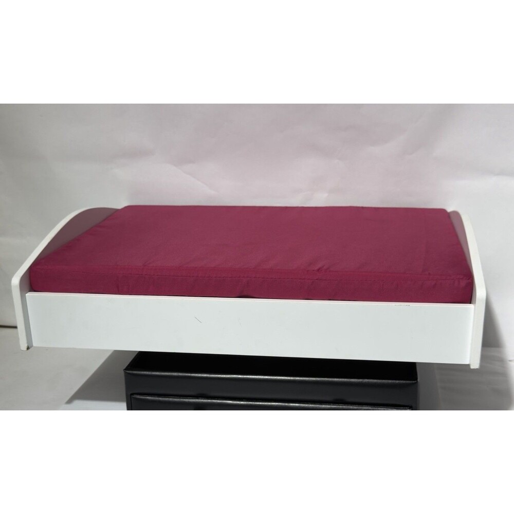 White Wooden Doll Bed with Pink Mattress Fits American Girl 18” Doll Furniture